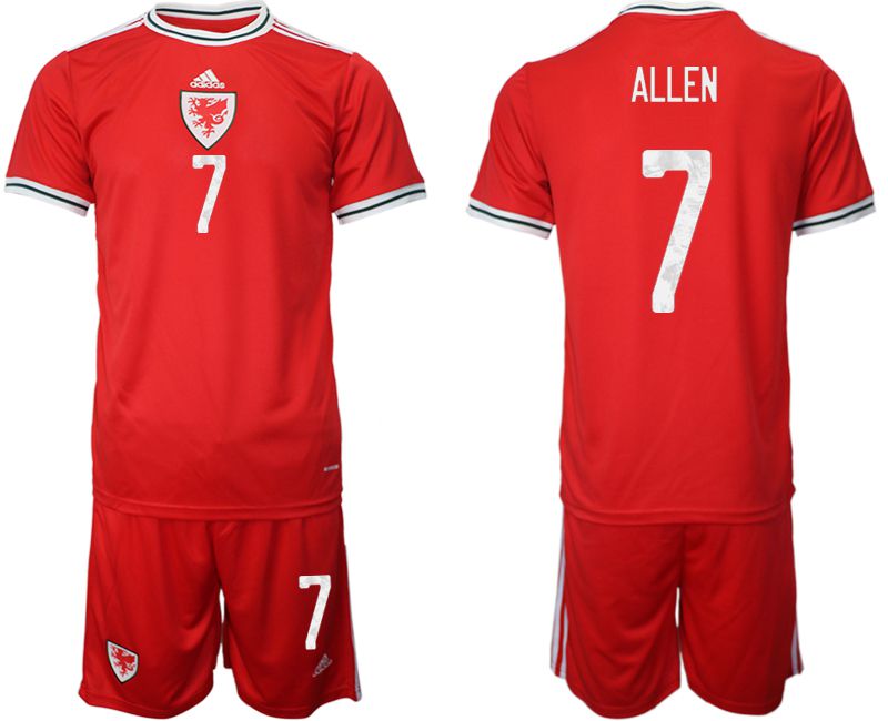 Men 2022 World Cup National Team Welsh home red #7 Soccer Jersey->welsh jersey->Soccer Country Jersey